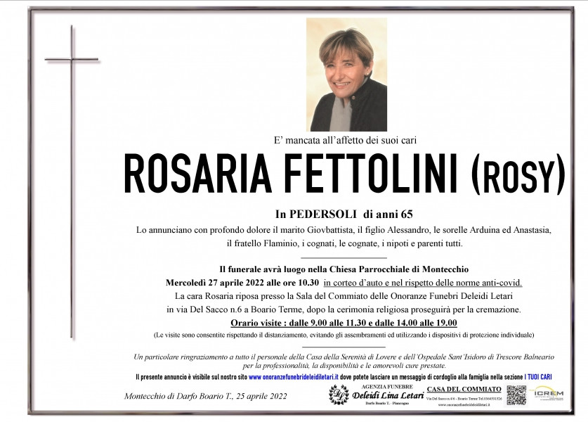 Rosaria (rosy) Fettolini In Pedersoli
