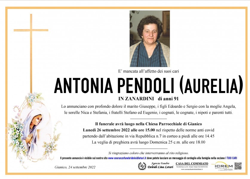 Antonia (aurelia) Pendoli In Zanardini