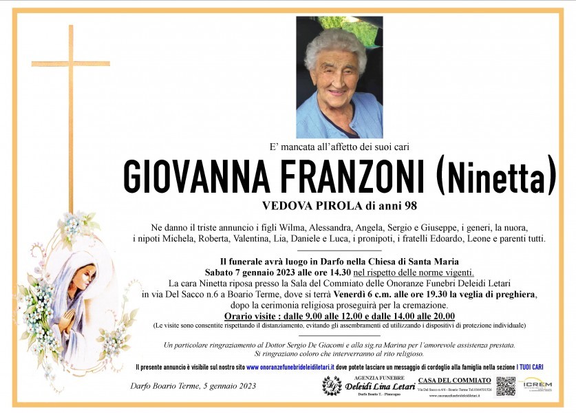 Giovanna (ninetta) Franzoni Ved. Pirola