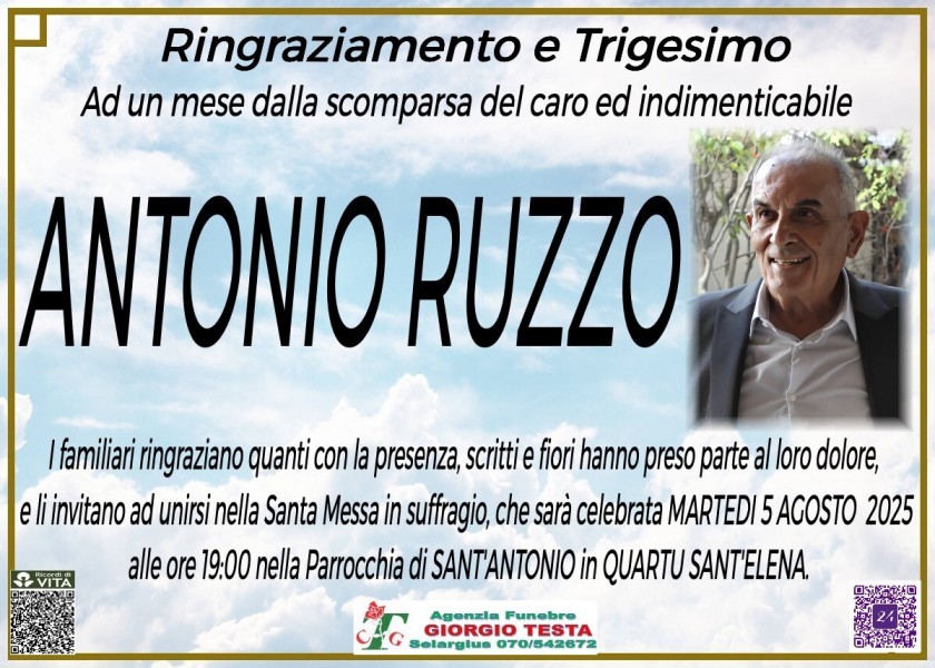 Mago Ruzzo Antonio Ruzzo - Ringraziamento e Trigesimo - 2026 | Ricordi di Vita