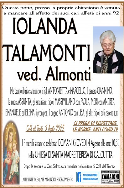 Iolanda Talamonti Ved. Almonti