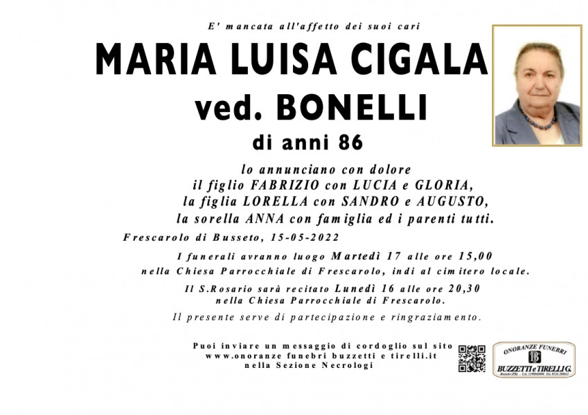 Maria Luisa Cigala Ved. Bonelli