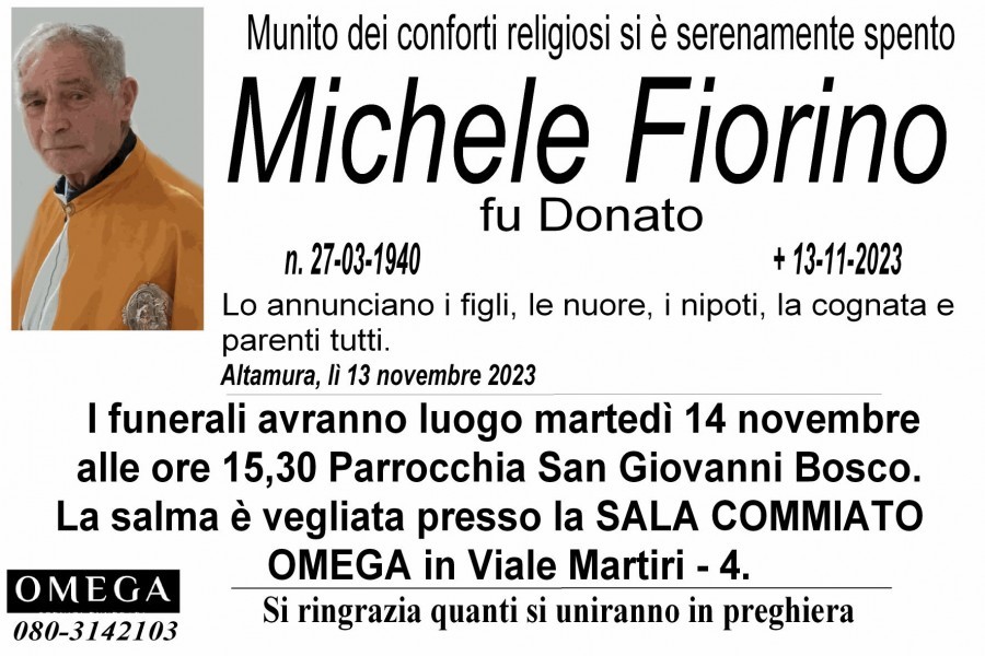 Michele Fiorino Necrologio 2023 Ricordi di Vita