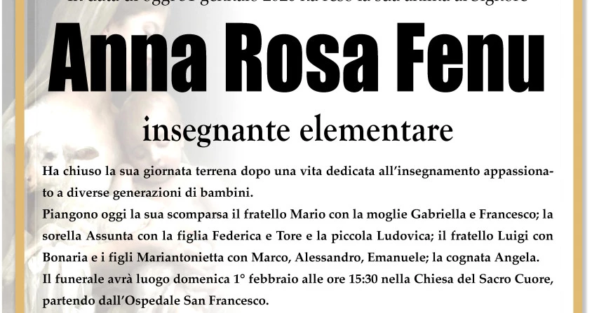 Anna Rosa Fenu - Ringraziamento e Trigesimo - 2026 | Ricordi di Vita