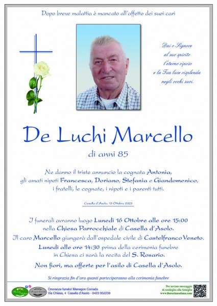 Marcello De Luchi Necrologio 2023 Ricordi di Vita