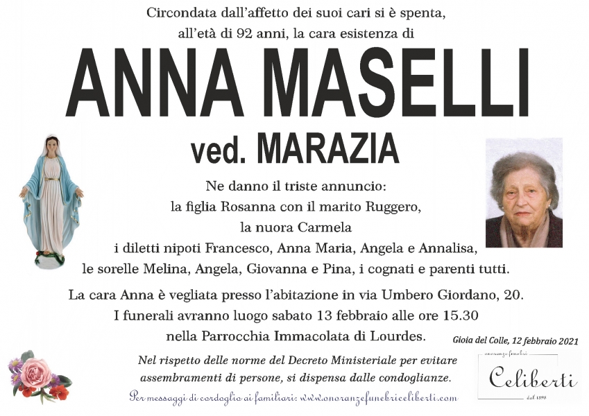 Anna Maselli Agenzia Funebre Celiberti Anna Maselli Agenzia Funebre Celiberti