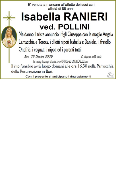 Isabelle Ranieri Isabella Ranieri - Onoranze funebri Casulli