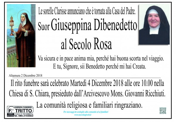 Suor Giuseppina Dibenedetto Al Secolo Rosa