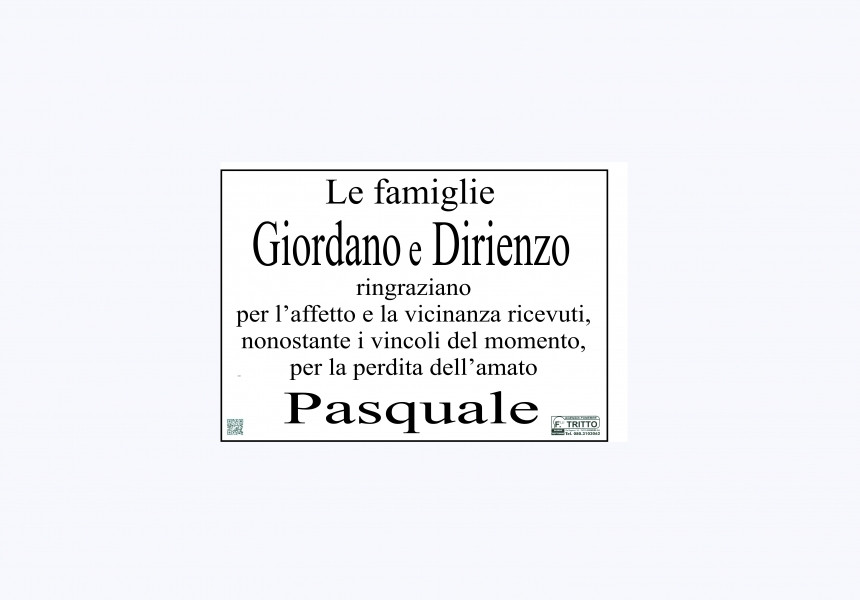 Le Famiglie Giordano - Dirienzo Ringraziano
