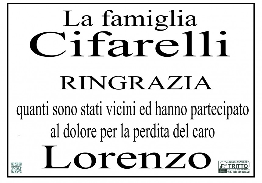 La Famiglia Cifarelli Ringrazia