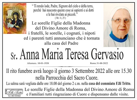 Suor Anna Maria Teresa Gervasio