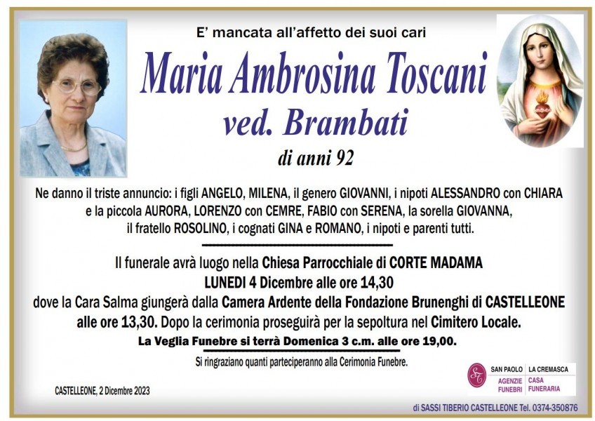 Maria Ambrosina Toscani Ved. Brambati