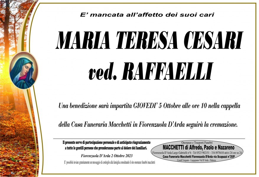 Maria Teresa Cesari Ved. Raffaelli