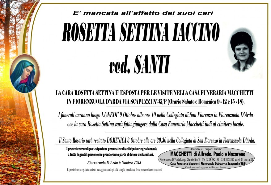 Rosetta Settina Iaccino Ved. Santi