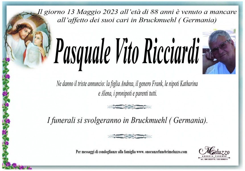 Pasquale Vito Ricciardi - Necrologio - 2023