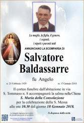 Salvatore Baldassarre - Necrologio - 2018 | Ricordi di Vita
