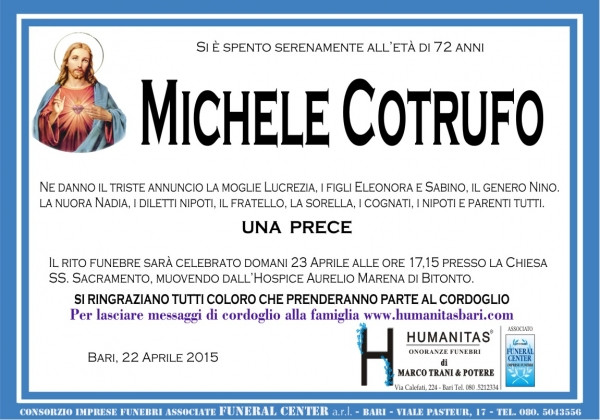 Michele Cotrufo Necrologio 2015 Ricordi di Vita