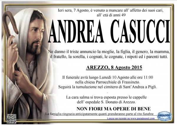 Andrea Casucci Necrologio 2015 Ricordi di Vita