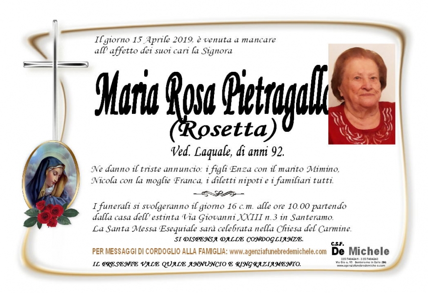 Maria Rosa (rosetta) Pietragallo